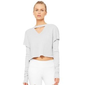 Alo Yoga Reach Long Sleeve Top In Dove Grey